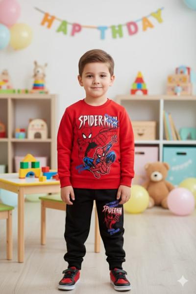 ÜST İKİLİ SPİDERMAN 2 İP EŞOFMAN TAKIMI  Kırmızı