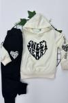2İP SWEET HEART YAZAN KAPŞONLU EŞOFMAN TAKIMI  Siyah