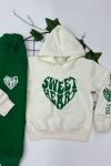 2İP SWEET HEART YAZAN KAPŞONLU EŞOFMAN TAKIMI  Yeşil