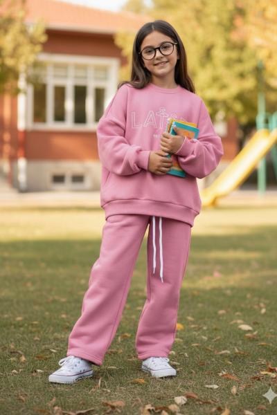 3 İP LATTE EŞOFMAN TAKIMI  Pembe