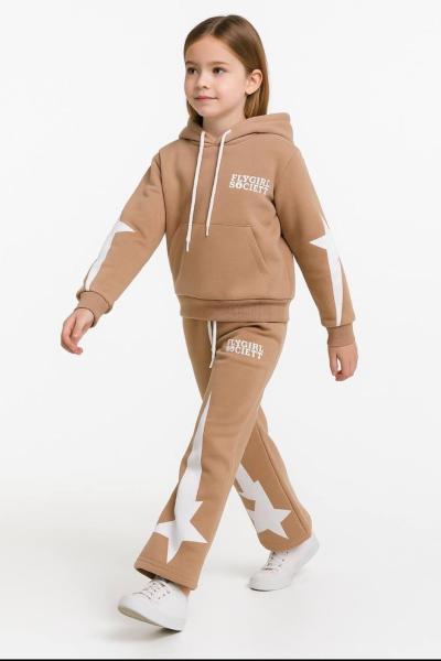 3 İP ŞARDONLU İSPANYOL PAÇA YILDIZ DETAYLI TAKIM   Sütlü Kahve