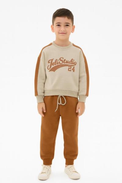 3 İP ŞARDONLU 24 EŞOFMAN TAKIMI  Kahverengi