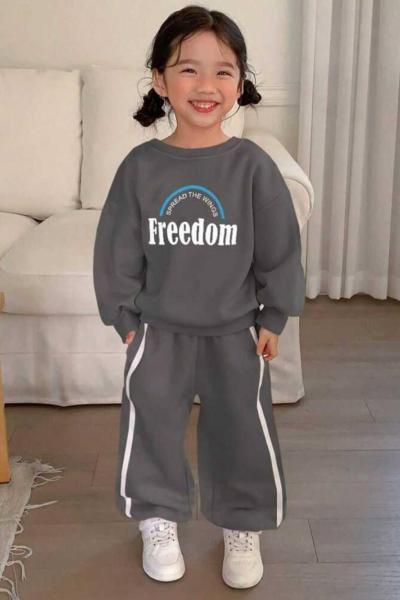 3 İP ŞARDONLU FREEDOM EŞOFMAN TAKIMI  Füme