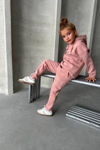 3 İP ŞARDONLU KAPŞONLU EŞOFMAN TAKIMI  Gül