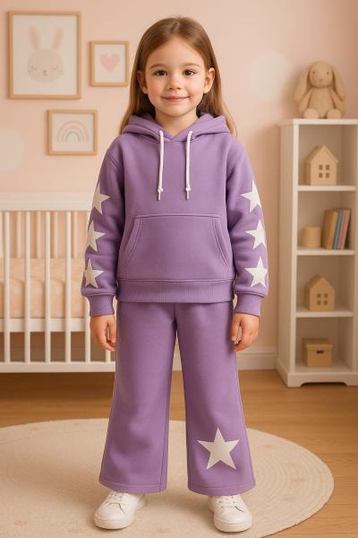 3 İP ŞARDONLU YILDIZ EŞOFMAN TAKIMI  Lila