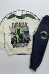 3 İP ŞARDONLU JURASSİC WORLD EŞOFMAN TAKIMI  Antrasit