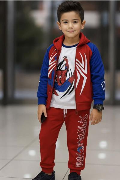 3 LÜ BADİLİ SPERDERMAN EŞOFMAN TAKIMI  Kırmızı