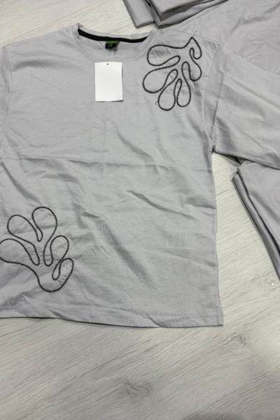 5 PARMAK NAKIŞLI TİŞÖRT  Gri