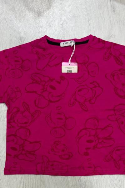 MİCKEY KAFA VE ARKADAŞLARI BASKILI TİŞÖRT  Fuşya
