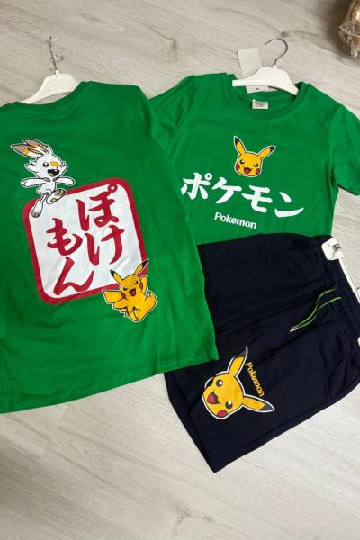 POKEMON ŞORTLU ERKEK TAKIM  Koyu Yeşil