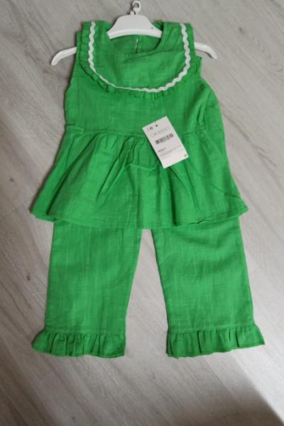 BEBE YAKA NAKIŞLI SIFIR KOL KETEN TAKIM  Mint Yeşili