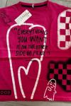 EVERYTHINK KARELİ KALPLİ KIZ TİŞÖRT  Fuşya