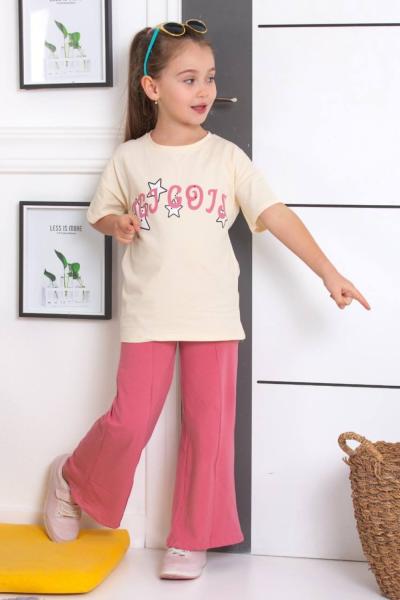 YILDIZ SIRT BASKILI PENYE İKİLİ KIZ TAKIM  Gül