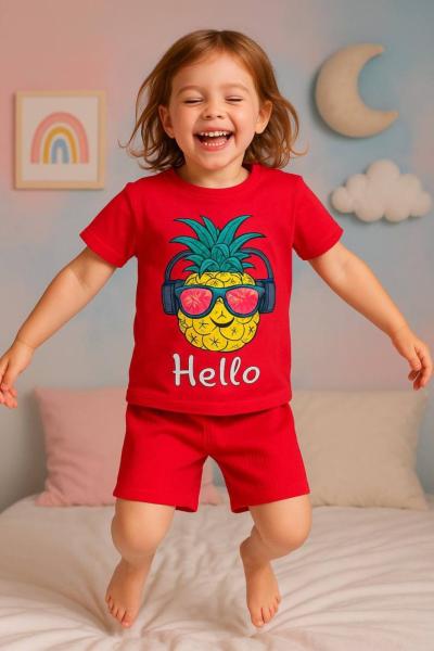 ANANASLI KIZ ŞORTLU TAKIM  Fuşya