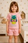 ANANASLI KIZ ŞORTLU TAKIM  Pembe