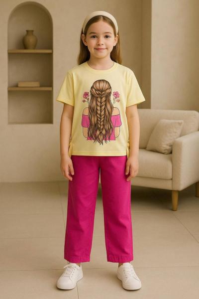 SAÇ ÖRGÜLÜ BEL BÜZGÜLÜ ALT KETEN İSPANYOL TAKIM  Fuşya