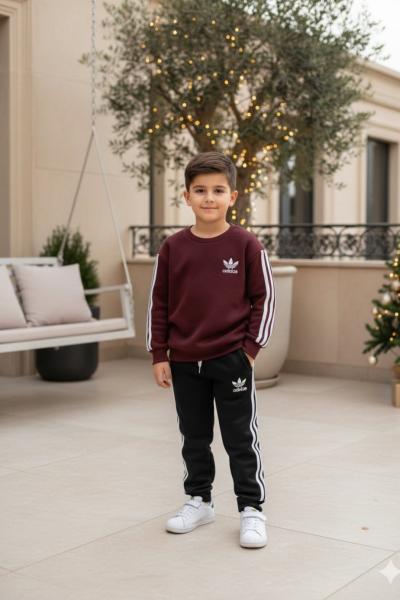 ADİDAS ŞERİTLİ 3 İP ŞARDONLU ERKEK TARZ TAKIM Bordo