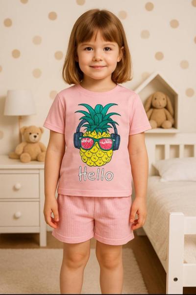 ANANASLI KIZ ŞORTLU TAKIM  Pembe