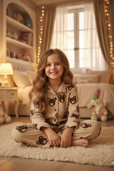 AYICIK MODEL PİJAMA TAKIMI  Bej