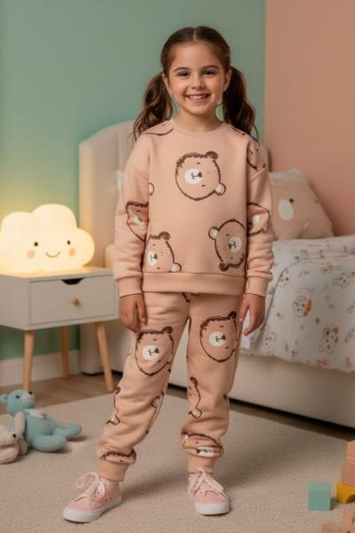 AYICIKLI 2 İP ŞARDONLU KIZ TAKIM Bej