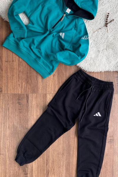 BEBE AD İKİ İPLİK ŞARDONLU YARIM FERMUARLI ERKEK TARZ TAKIM Petrol Mavisi