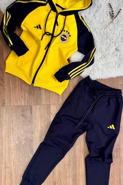 BEBE YENİ F DALGIÇ KOLLARI ŞERİTLİ TAM FERMUAR EŞOFMAN TAKIMI Lacivert