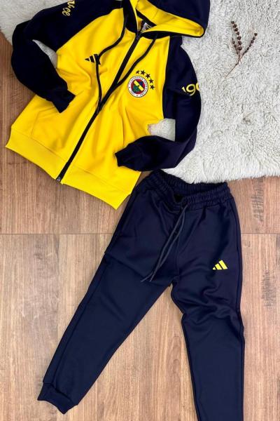 BEBE YENİ F DALGIÇ KOLLARI 1907 YAZAN TAM FERMUAR EŞOFMAN TAKIMI LACİVERT SARI