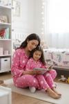 BEYAZ KALPLİ SÜET ANNE PİJAMA TAKIMI  Pembe