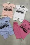 BİRTHDAY QUEEN TAYTI DÜZ KIZ TAKIM Pembe