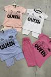 BİRTHDAY QUEEN TAYTI DÜZ KIZ TAKIM Siyah