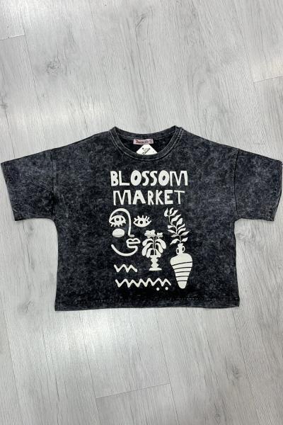 BLOSSOM MARKET YAZILI YIKAMALI YŞÖRT Siyah