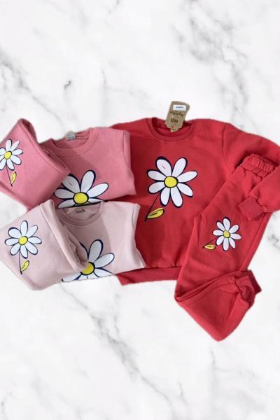 BÜYÜK PAPATYALI KIZ EŞOFMAN TAKIMI  Pudra