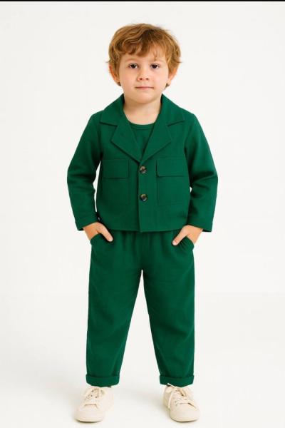 CEKETLİ 2 PARÇA KETEN ERKEK TAKIM  Yeşil