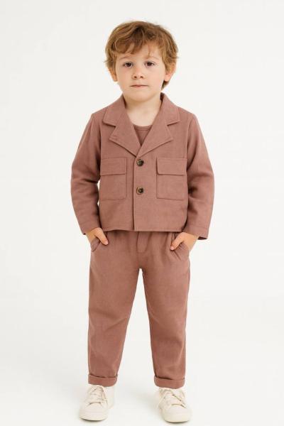 CEKETLİ 2 PARÇA KETEN ERKEK TAKIM  Tarçın