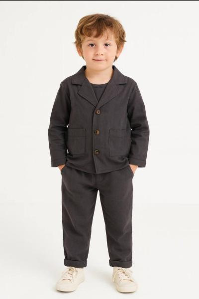 CEKETLİ 2 PARÇA KETEN ERKEK TAKIM  Gri