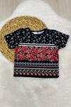 ÇİÇEKLİ TEK CROP Siyah