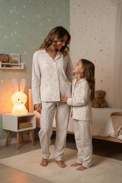 ÇİZGİLİ RENKLİ SÜET PİJAMA TAKIMI  Ekru