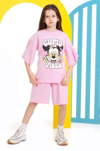 CUPID VİBES MİCKEYLİ ŞORTLU KIZ TAKIM  Açık Pembe