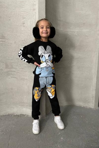 DAİSY TARZ A KALİTE HAFİF BALON KOL KIZ TAKIM Siyah