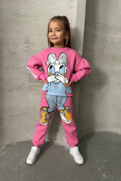 DAİSY TARZ A KALİTE HAFİF BALON KOL KIZ TAKIM Pembe