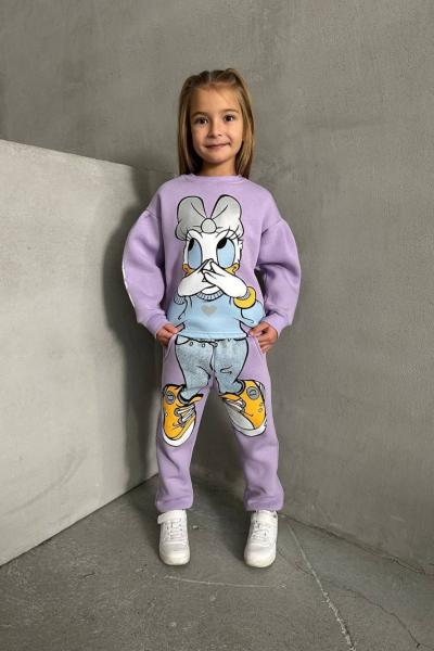 DAİSY TARZ A KALİTE HAFİF BALON KOL KIZ TAKIM Lila