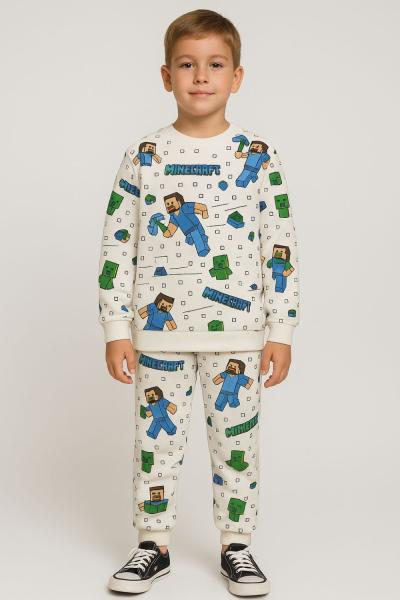 DİJİTAL İKİ İP MİNECRAFT ERKEK EŞOFMAN TAKIMI  Beyaz