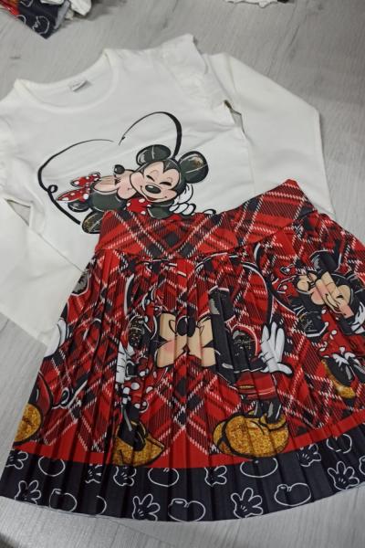 EKOSE ETEKLİ ÜST BEYAZ MİNİE MOUSE ETEKLİ TAKIM Beyaz