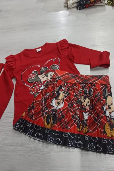 EKOSE ETEKLİ ÜST KIRMIZI MİNİE MOUSE ETEKLİ TAKIM Kırmızı