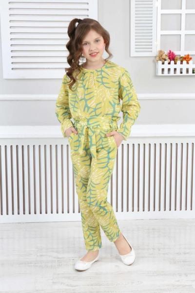 EKRU DESENLİ RENKLİ İKİLİ KIZ TAKIM  Yeşil