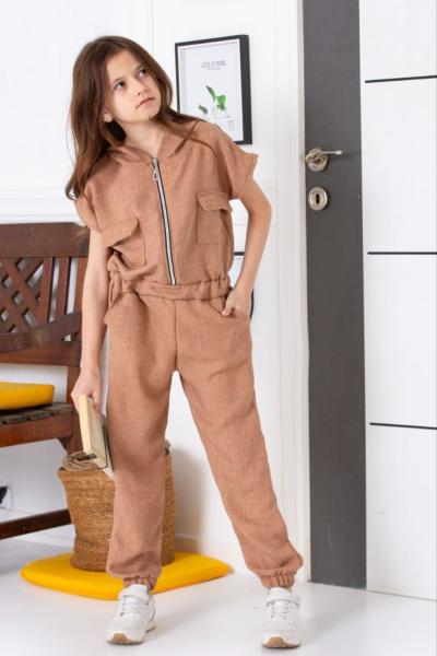 FERMUARLI KAPŞONLU TULUM  Kahverengi