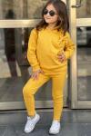 FİTİLLİ FİYONKLU KAPŞONLU KIZ TAYTLI TAKIM  Sarı