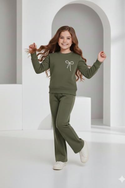 FİYONK İNCİLİ 3 İP ŞARDONLU KIZ TAKIM  Yeşil