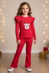 GEYİKLİ RİBANA KIZ TAYTLI TAKIM Kırmızı