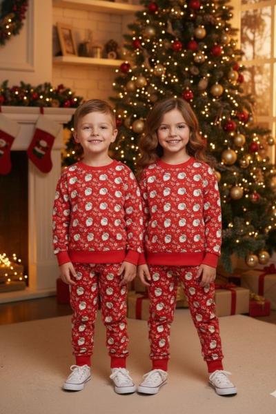 HER YERİ NOEL BABA UNİSEX EŞOFMAN TAKIMI  Kırmızı